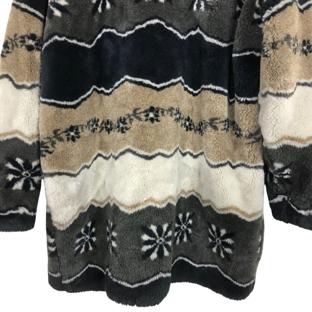 Vtg Skila Finland Faux Fur Coat 10 Nordic Floral Pattern Toggles Plush Neutral - Picture 6 of 11